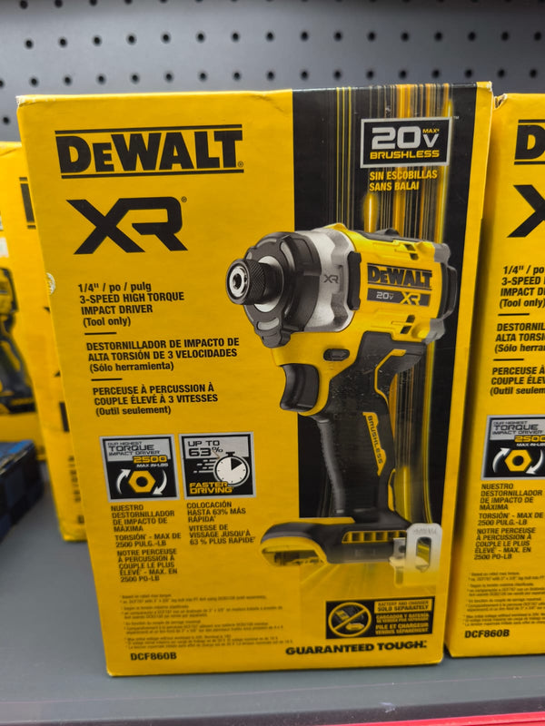 DEWALT XR 20V 型號# DCF860B 最大 1/4 英吋無刷無線衝擊起子機（不含電池和充電器） DEWALT