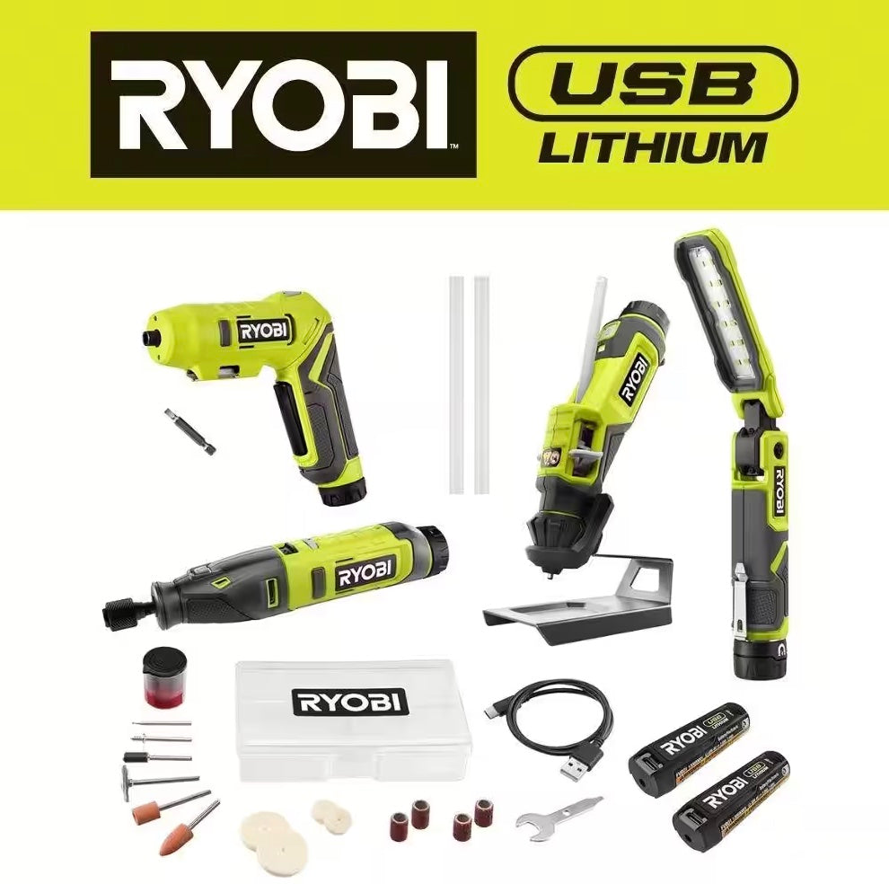 美國RYOBI USB 鋰4 工具組合套裝（現貨限量版） – 豐業五金裝飾工程