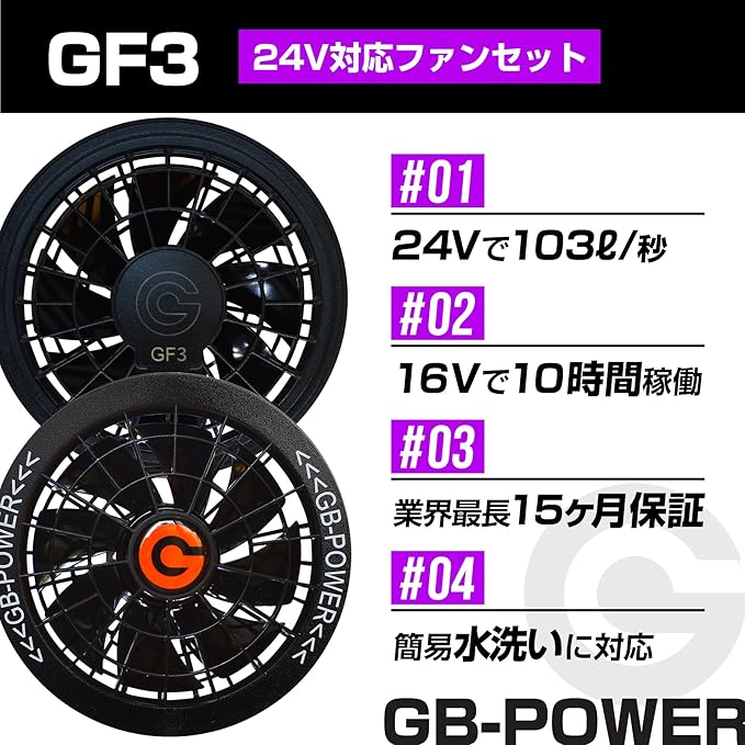 日本直送最新款GB-POWER® 24V 輸出電池 +SENSI 24V 相容風扇套裝 （預購7個工作日） 日本直送BURTLE