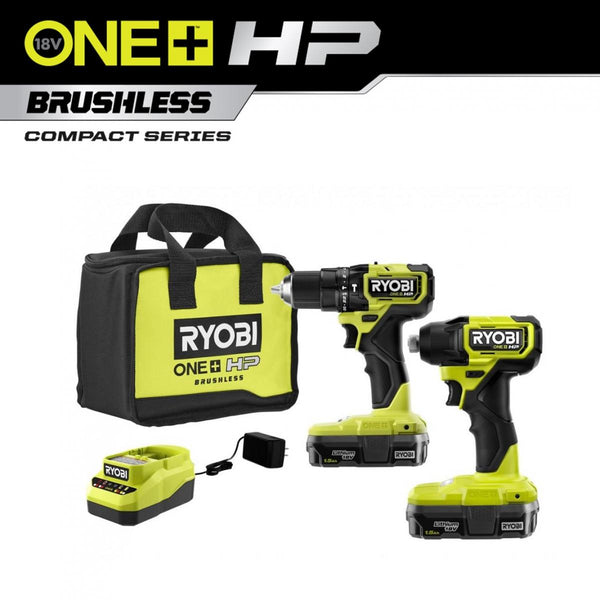 RYOBI 18V ONE+ HP 緊湊型無刷 1.5AH*2工具組合套裝 RYOBI 良明（美行）