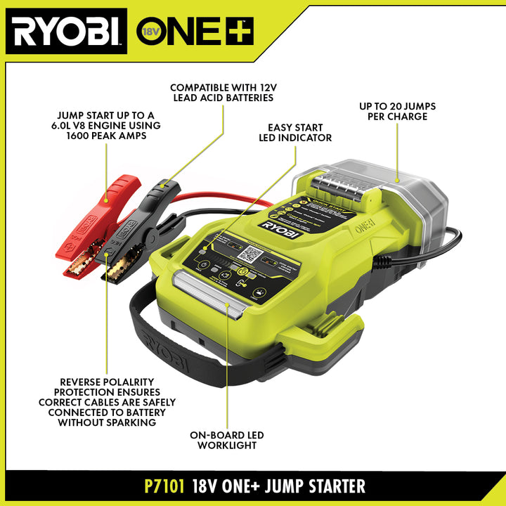 RYOBI 18V ONE+ JUMP STARTER KIT P7110+ 2Ah Battery SET RYOBI