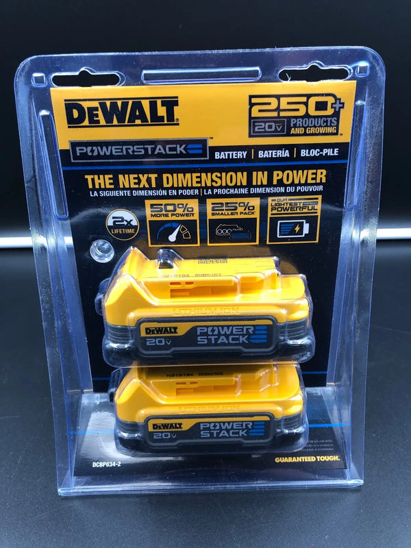 美國得偉新款DEWALT POWERSTACK™ 20V MAX* 小型電池（2件裝） DEWALT