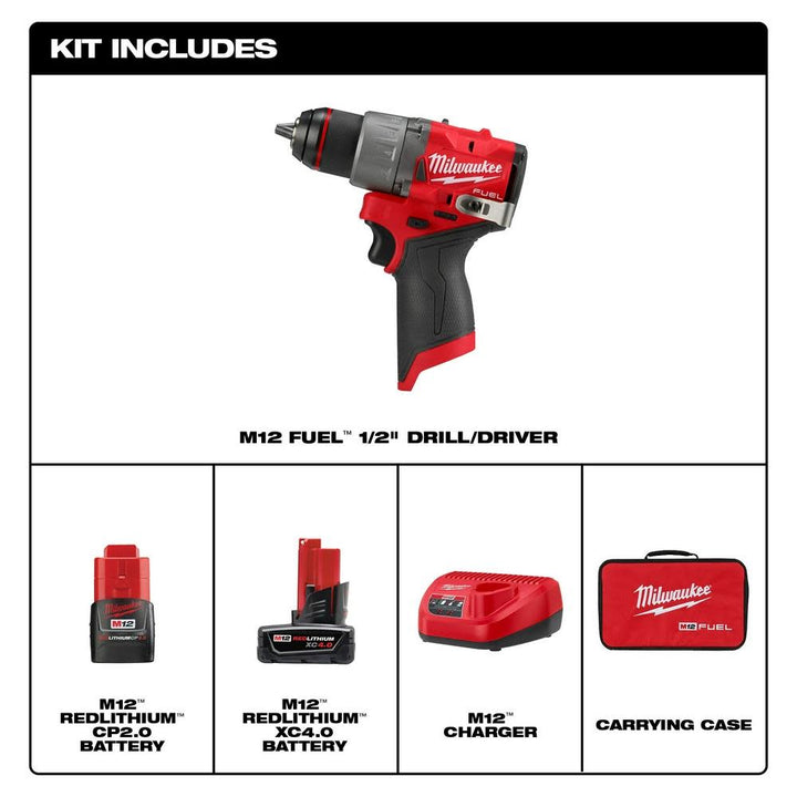 2022 Milwaukee M12 FUEL 1/2" 電鑽2.0+4.0AH套裝現貨發售 PIPELINE 2022 -美沃奇Milwaukee （美行）