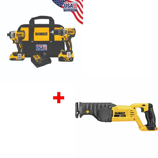 美國DEWALT 20V MAX XR 2-TOOL 套裝組合+帶 DCS380B 20V RECIP SAW（預購15個工作天） DEWALT得偉（美行）